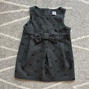 Janie and Jack Charcoal Gray Polka Dot Cotton Dress 12-18 months